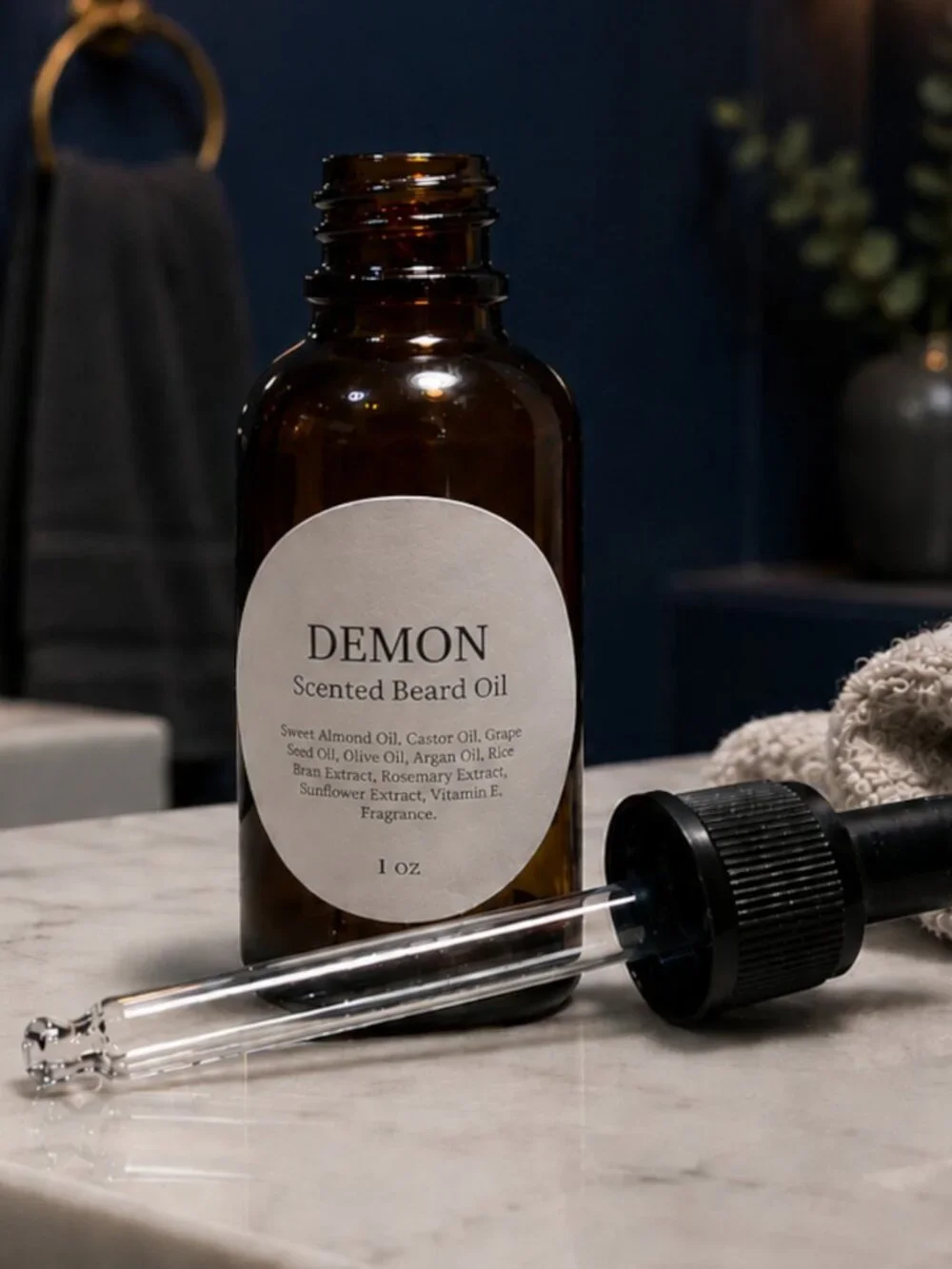 DEMON Bourbon & Caramel Men's Scented Beard Oil.